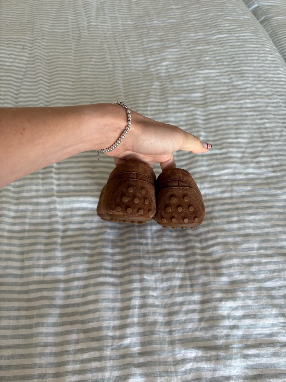 Ralph Lauren Brown Suede Loafers with Gold RLL Hardware - Picture 6 of 6